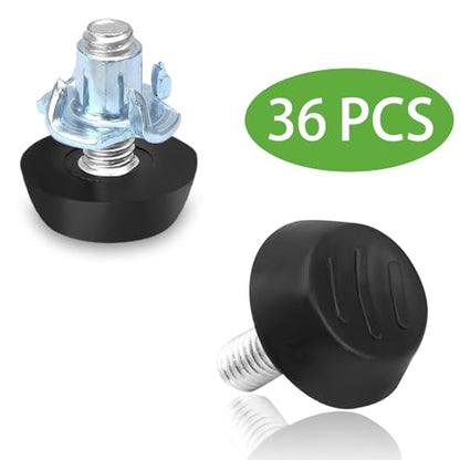 36 Pack M6 Furniture Levelers Stainless Steel Adjustable Threaded Furniture Leg Leveling Feet, Durable Screw in Glide Levelers for Furniture Table Chair Desk (M6x15mm, with T-Nuts) - size: M6 x 15mm