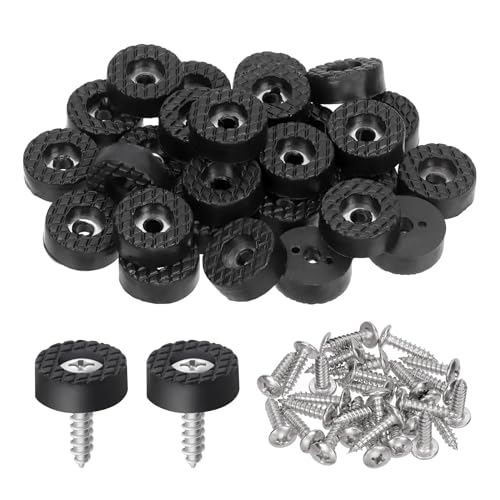 Swpeet 32 Sets 18mm Round Black Furniture Pads with Screws, Heavy Duty Round Rubber Non Slip Non Skid Furniture Feet Rubber Bumpers Pads for Table Desk Chair to Protect Hardwood - size: 18 mm