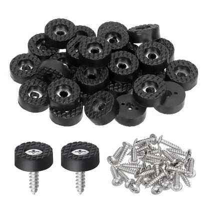 Swpeet 32 Sets 18mm Round Black Furniture Pads with Screws, Heavy Duty Round Rubber Non Slip Non Skid Furniture Feet Rubber Bumpers Pads for Table Desk Chair to Protect Hardwood - size: 18 mm