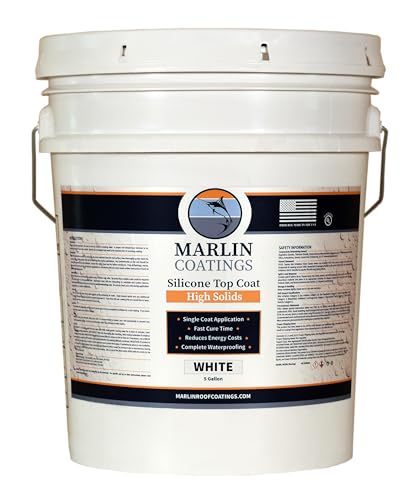 100% Silicone Roof Sealant - Self Leveling - Complete Waterproofing - Easy One Coat Application - Designed for Your RV, Camper, Trailer, Commercial Building… (5 Gallon, White) - color: White, size: 5 Gallon