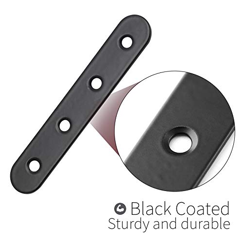 Jiozermi 12 Pcs Straight Brace, Flat Brace 3.8” x 0.69”, Stainless Steel Straight Bracket, Mending Joining Plates for Wood, Board, Bed Frame, Furniture & Shelves, Matte Black - size: Black, 3.8” X 0.69”, 12 Pcs