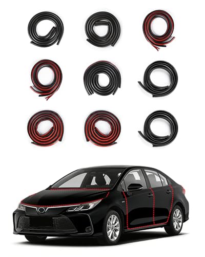 Weather Stripping Door Seal for Toyota Corolla 2020-2025, Rubber Seal Weather Strip Kit, Soundproof Noise Insulation Dustproof for Front/Rear Trunk A-Pillar B-Pillar Front/Rear Door (9-Pack) - size: for Toyota 2020–2025 Corolla