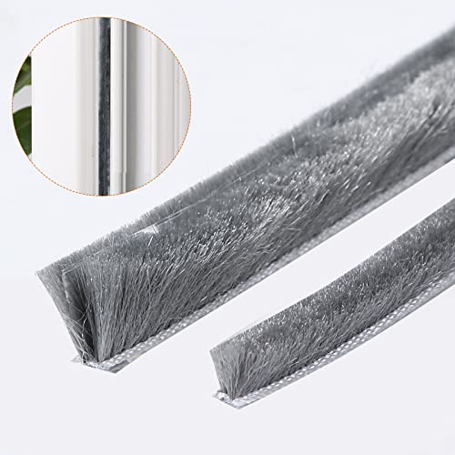Weather Stripping Door Seal - 5m (16ft) Brush Weather Stripping,Card-Slot Seal Strip Pile Weatherstrip for Door Window (5mm x 8mm (Backing 0.197 x Brush 0.315 Inch), Gray) - size: 5 mm x 8 mm