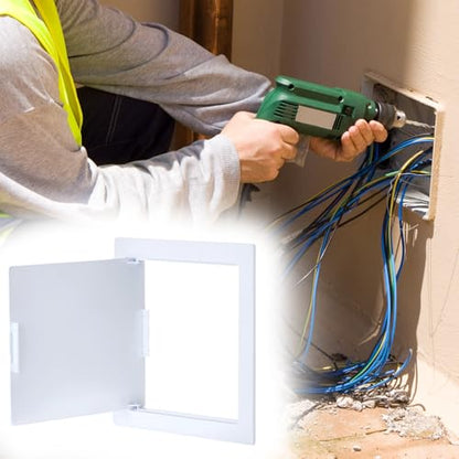 QWORK Access Panel for Drywall, 2 Pack 8 x 8 Inch ABS Plastic Access Door, Wall Hole Cover Plate for Plumbing & Electrical Cables