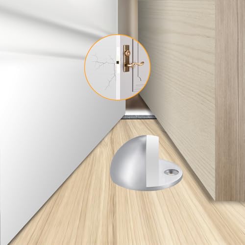 Floor Door Stop - Robust Floor Mount Door Stop for Commercial and Outdoor Use - Easy to Install No Drill Door Stopper - Door Stop Floor Mount (Silver White -1PACK) - color: Silver White -1PACK