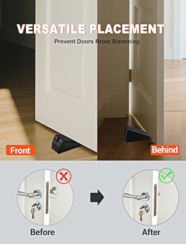 2-Pack Strongest Large Door Stoppers - Spring Heavy Duty Door Stop Wedge, 3 in Tall Door Stoppers for Bottom of Doors, Adjustable Rubber Metal Doorstop Strong Grip Suits Carpet,Tile,School,Commercial - size: Black - 2 Pack