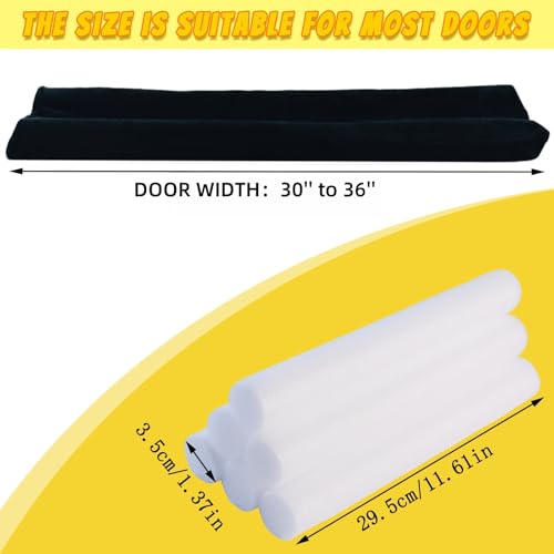 2Pack-Door Draft Stopper, 30'' to 36'' Adjustable Gap Filler, Double-Sided Windproof Seal, Easy Install to Block Noise, Cold Air, Light, Dust, and Drafts (Black) - color: 2pack(black)