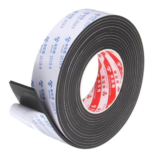 PATIKIL Sponge Rubber Foam Tape, 1 9/16" W x 1/8" t x 16.4ft l Self-Adhesive Foam Insulation Tape Weather Stripping for Window Door Soundproofing Weatherstrip AC Seal Strip, Black - size: 1 9/16" x 1/8" x 16.4ft