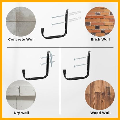 GURADESIGN 8-Pack Heavy Duty Garage Hook for Hanging 50 lbs, J Utility Hooks for Garage, Metal Wall Hooks Heavy Duty, Garage Hook for Hanging, Black | Heavy Duty, for Hanging, 50 lbs, for Garage, Heavy Duty - style: 3.5-Inch
