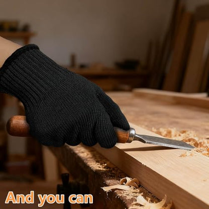 Cut Resistant Gloves Food Grade, Level 5 Protection,Safety Dexterity Cutting Gloves with Stainless Steel Wire for Kitchen Chefs Butchers Meat Cutting Mandoline Oyster Shucking Garden Wood Carving, L - color: Black