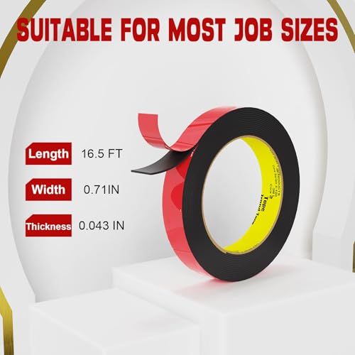 Double Sided Tape Heavy Duty 16.5FT,Double Sided mounting Tape for Walls,vhb Strong Double Sided Tape Heavy Duty for Car, LED Strip Light, Home/Office Decor - size: 0.71IN x 16.5FT