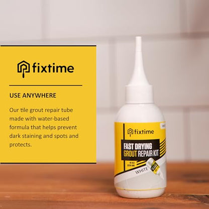 Grout Repair Kit - White Grout Filler Tube - Grout Crack Repair, Premixed Grout Filler Repair, Fast Drying Grout Sealer for Floor Tile - Spatula Included (White, 8oz) - style: WHITE