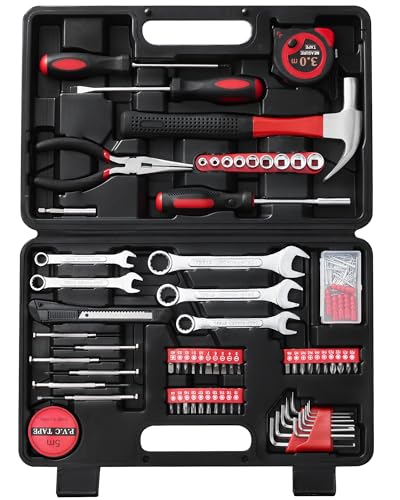 146-Piece Household Tool Kit - Perfect for Home Repair, Car Maintenance, DIY Projects - Complete Set w/Hammer, Screwdrivers, Pliers, Wrench with Storage ToolBox - Ideal Gift