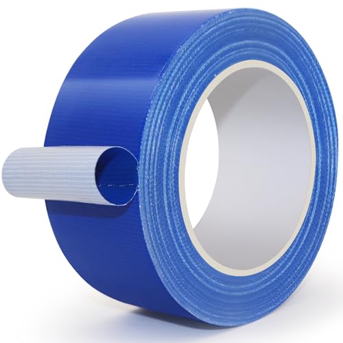 Blue Duct Tape, 2 Inches x 32 Yards, Heavy Duty Waterproof, Strong, Durable, Easy-Tear by Hand, Residue-Free for Home Repairs, Industrial, Fixed Carpet Edge, DIY Projects - color: Blue