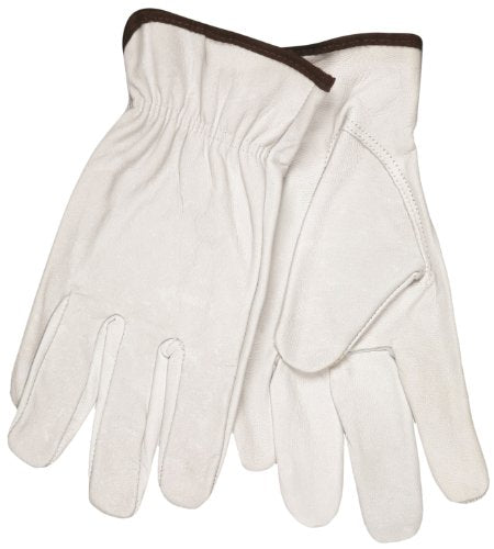 MCR Safety 3613M Select Grain Goatskin Driver Gloves with Keystone Thumb, White, Medium, 1-Pair