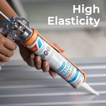 Adhesive Guru All Purpose Clear Silicone Sealant Waterproof 10.15 fl.oz, 100% Silicone Caulk, Weatherproof & Flexible Adhesive Sealant for Indoor and Outdoor Use, Transparent - 1 Pack - size: 1 Pack