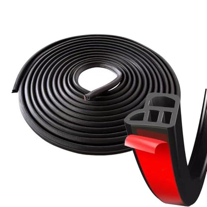Car Door Seal Strip, 52.4FT Rubber Double Layer Soundproof Vehicle Window Weather Stripping, 4-Holes Noise Insulation Auto Seal Weatherstrip Edge Protector Trim, Universal for Vehicle - color: 4 Holes/52.4FT