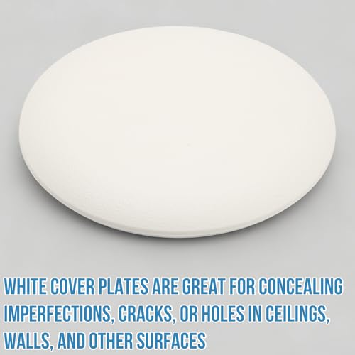 2Pcs CP3540 Ceiling Cover Plate, Round Electrical Box Cover for 3-1/2" to 4" Holes, Paintable White Plastic Hole Plates for Smoker Detector, Living Room & Office
