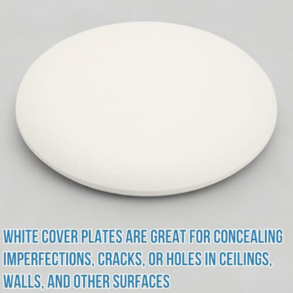 2Pcs CP3540 Ceiling Cover Plate, Round Electrical Box Cover for 3-1/2" to 4" Holes, Paintable White Plastic Hole Plates for Smoker Detector, Living Room & Office