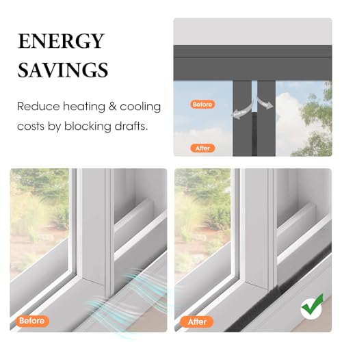 Weather Stripping Door Window Seal, 33Ft Self-Adhesive Brush Door Soundproofing Seal Strip for Sliding Windows and Door Frames, 0.35 Wide X 0.2 Inch Thick, Gray - size: 0.35" Wide x 0.2" Thick