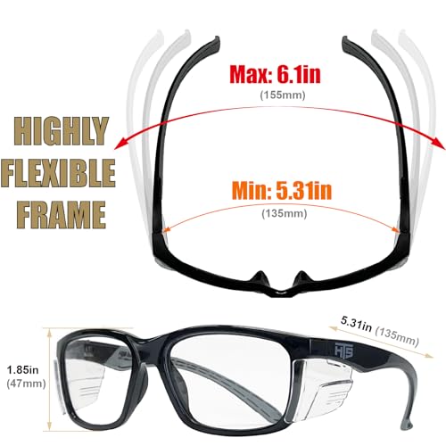HTS HUNTERSKY E60 Anti-Fog Safety Glasses with Side Shields ANSI Z87 Eye Protection for Men Women Lab Chemistry Goggles DIY - color: Black & Clear