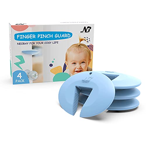 Neobay Door Pinch Guard and Door Slam Stopper, Durable Silicone Door Finger Pinch Guard, Prevents Slamming on Even Heavy Doors, Non-Toxic & Pet Friendly, Blue, 4 Packs - color: Blue 4 Packs basic