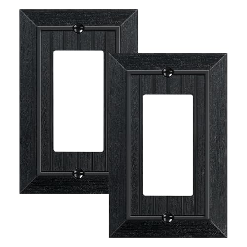 2-Pack Classic Beadboard Decorator Wall Plate Cover, Matte Black Decorative Switch Plates and Outlet Covers, Durable Unbreakable Polycarbonate Wall Plate for Electrical Outlet, Receptacle, GFCI Outlet - color: Matte Black, size: 1 Decorator 2PK