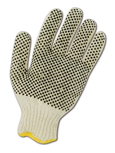 MAGID MultiMaster T936 Cotton/Polyester Glove, One-Sided Plastic Dots, 10" Length, Men's (12 Pairs) - color: White, size: Mens