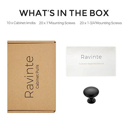 Ravinte 10 Pack Matte Black Zinc Cabinet Knobs and Pulls for Kitchen and Dresser Drawers - color: Matte Black