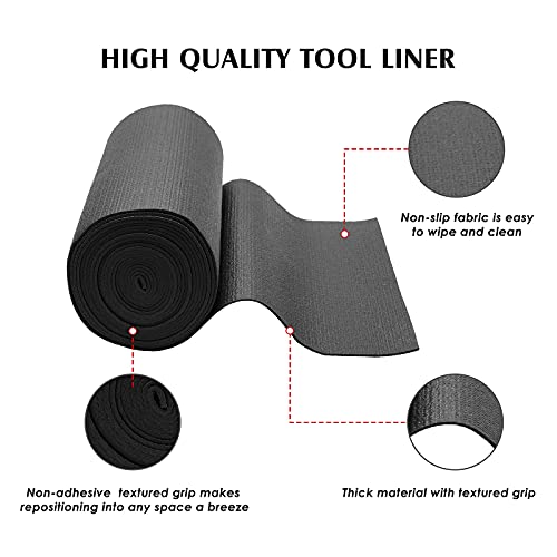MIXPOWER Professional Tool Box Liner and Drawer Liner,Easy Cut Non-Slip Foam Rubber Toolbox Drawer Liner Mat - Adjustable Thick Cabinet Liners,Black,16 inch (Wide) x 16 feet (Long) - size: 16"W x 192"L