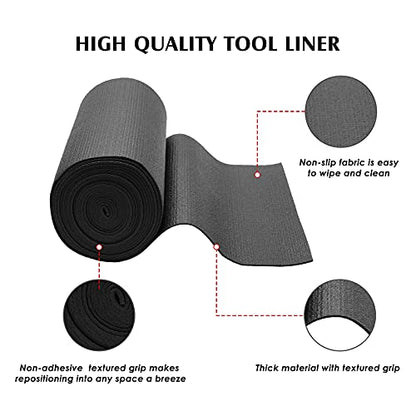 MIXPOWER Professional Tool Box Liner and Drawer Liner,Easy Cut Non-Slip Foam Rubber Toolbox Drawer Liner Mat - Adjustable Thick Cabinet Liners,Black,16 inch (Wide) x 16 feet (Long) - size: 16"W x 192"L
