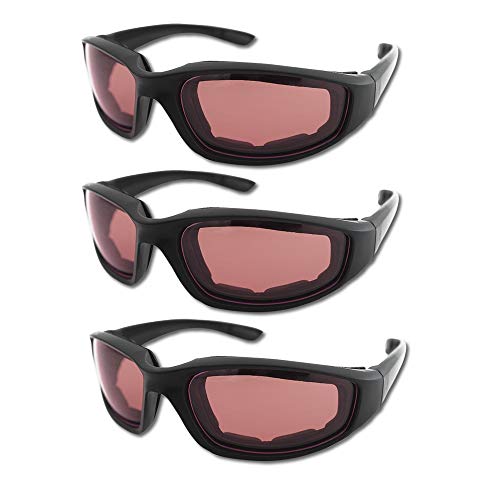 3 Pair Motorcycle Riding Glasses Padding Goggles UV Protection Dustproof Windproof Motorcycle Sunglasses for Outdoor Actives - color: 3 Pairs Glasses/Amber