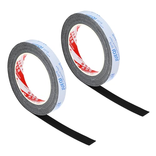 PATIKIL 5/8" W x 3/64" T x 16.4Ft EVA Single Sided Foam Tape, 2Pcs Multipurpose Sealing Strip Foam Waterproof Weather Stripping Foam Sealing Foam Strips with Adhesive for Door, Black - color: Black, size: 5/8"W x 3/64"T x 16.4Ft