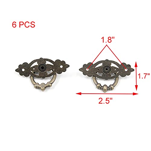 Geesatis 6 Pack Antique Bronze Vintage Cabinet Pulls - 2.5" Ring Drawer Handles - Classic Dresser Knobs with Screws - Heavy Duty Hardware for Furniture Restoration (2.5" x 1.7") - style: Traditional
