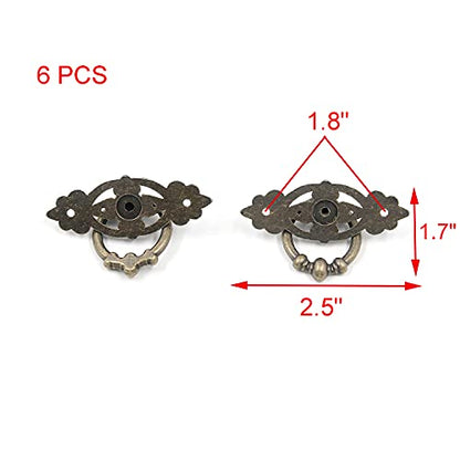 Geesatis 6 Pack Antique Bronze Vintage Cabinet Pulls - 2.5" Ring Drawer Handles - Classic Dresser Knobs with Screws - Heavy Duty Hardware for Furniture Restoration (2.5" x 1.7") - style: Traditional
