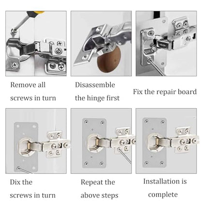 4Pcs 3.54 x 1.73 Inch Cabinet Hinge Repair Plate, Stainless Steel Hinge Fixing Plates with Mounting Screws for Cabinets, Cupboards, Lockers, and Furniture Repair(Hinge Cup) - size: 4Pcs Hinge Cup