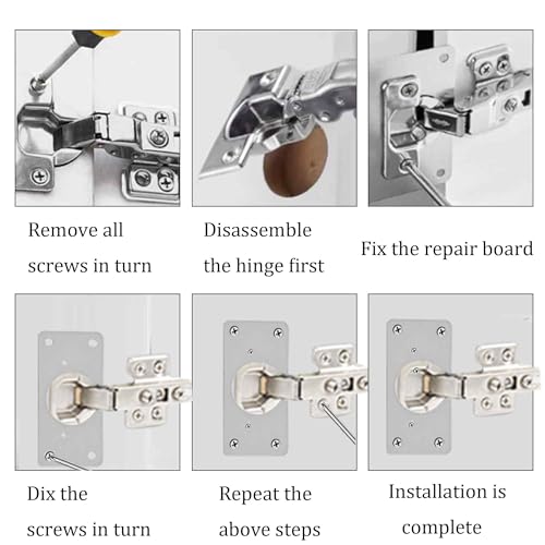 2Pcs 3.54 x 1.73 Inch Cabinet Hinge Repair Plate, Stainless Steel Hinge Fixing Plates with Mounting Screws for Cabinets, Cupboards, Lockers, and Furniture Repair(Hinge Cup) - size: 2Pcs Hinge Cup