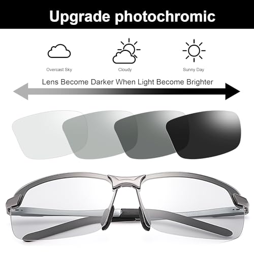 YIMI Polarized Photochromic Driving z87 Sunglasses For Men Women Day and Night safety glasses - color: Gun Frame