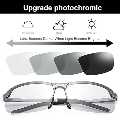 YIMI Polarized Photochromic Driving z87 Sunglasses For Men Women Day and Night safety glasses - color: Gun Frame