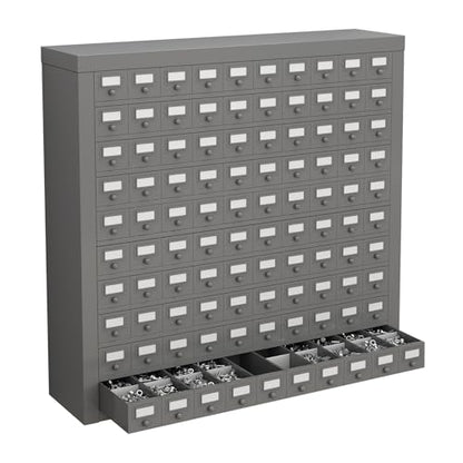 100 Drawers Metal Storage Drawer Cabinet, Gray Cold Rolled Parts Cabinet, Bolt and Nut Tool Storage Box, Hardware Organization Shelves Bolts Bin Organizer Tool, 33.9" W x 9.1" D x 33.3" H
