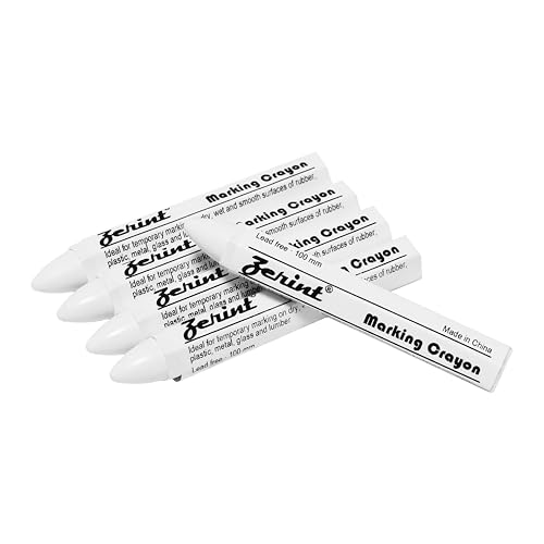 Industrial Wax Marking Crayons - White (5-Pack) for Tires, Metal, Wood, Glass & Plastic - 100mm Long-Lasting Crayons, High Visibility & Scratch Resistant(HT-921W)