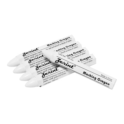 Industrial Wax Marking Crayons - White (5-Pack) for Tires, Metal, Wood, Glass & Plastic - 100mm Long-Lasting Crayons, High Visibility & Scratch Resistant(HT-921W)