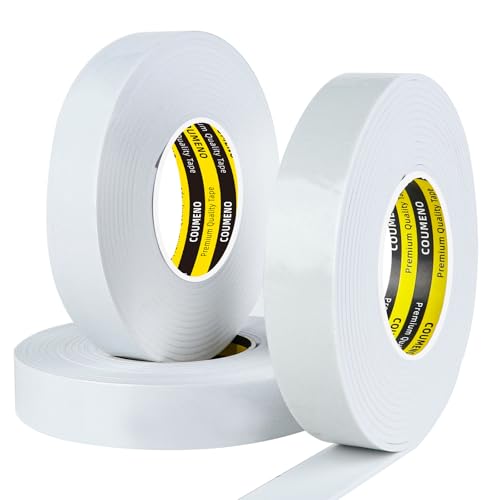 Single-Sided Adhesive EVA Foam Tape 3 Pack 1.2in x 16.4FT,White Foam Weather Stripping,Door Seal & Window Insulation Tape,Waterproof Sound Proof Seal Strip for Doors,Garage Door/Gap Sealing - color: White, size: 3 PACK 1.2in x16.4FT