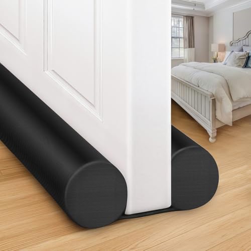MAXTID Door Draft Stopper for Bottom of Doors Noise Blocker Large Door Sweep Under Door Light Blocker Adjustable 34" Black - color: Black, size: 34"