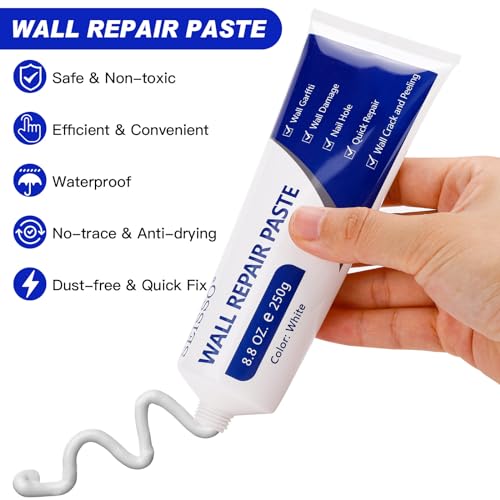 SEISSO Drywall Repair Kit, 500 g Wall Mending Agent- 2 Pack, Wall Spackle Repair Kit with Scraper, Patch for Wall Hole Filler, White Spackle Wall Repair Paste, Plaster Dent - color: 2pcs paste