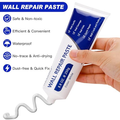 SEISSO Drywall Repair Kit, 500 g Wall Mending Agent- 2 Pack, Wall Spackle Repair Kit with Scraper, Patch for Wall Hole Filler, White Spackle Wall Repair Paste, Plaster Dent - color: 2pcs paste