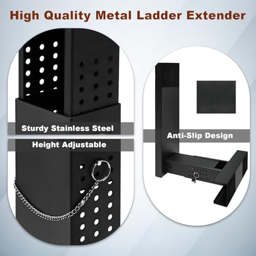 RYFT Heavy Duty Ladder Extender Pro, High Strength Ladder Extension, Ladder Leveler 13.1"-19.7" Adjustable Height Range Ladder Extender for Single and Extension Ladders