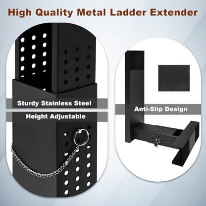 RYFT Heavy Duty Ladder Extender Pro, High Strength Ladder Extension, Ladder Leveler 13.1"-19.7" Adjustable Height Range Ladder Extender for Single and Extension Ladders
