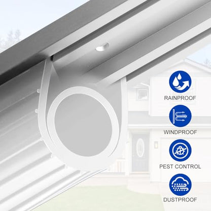 DGSL Garage Door Seals Bottom Rubber，Weather Stripping Sealing Strip Replacement, Universal Weatherproof Threshold Buffering (White, 10Ft) - color: White-Aluminum Track, size: 10 Ft