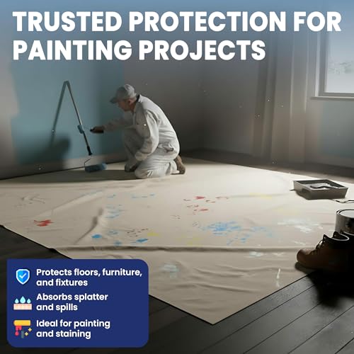 Tarps Now 30x30 ft Premium Heavy Duty Canvas Drop Cloth for Painting - Reusable Painter Tarp, 100% Cotton Fabric Floor Cover & Furniture Protection, Washable Paint Drop Cloth - size: 30' x 30'